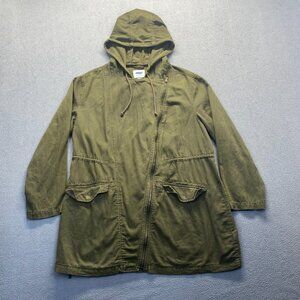 Old Navy Womens XXL Full Zip Hooded Utility Jacket Olive Green Army Green